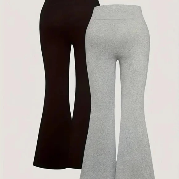 2 Piece Set Girls Casual Elastic High Waist Solid Color Flared Pants Size Small - Picture 2 of 4